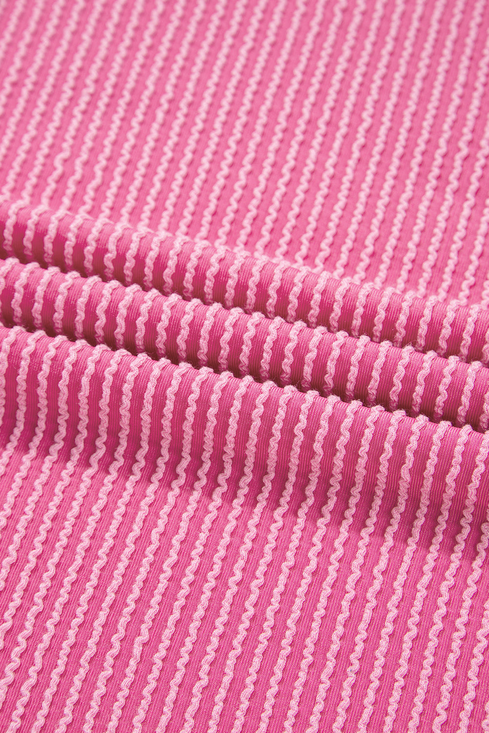 Bonbon Spiral Ribbed Exposed Seam Detail Plus Size Long Sleeve Top