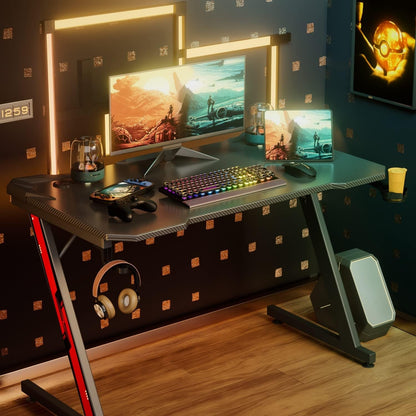 Z Shaped Carbon Fiber Gaming Desk 44 Inch Home Office ShipItFurniture