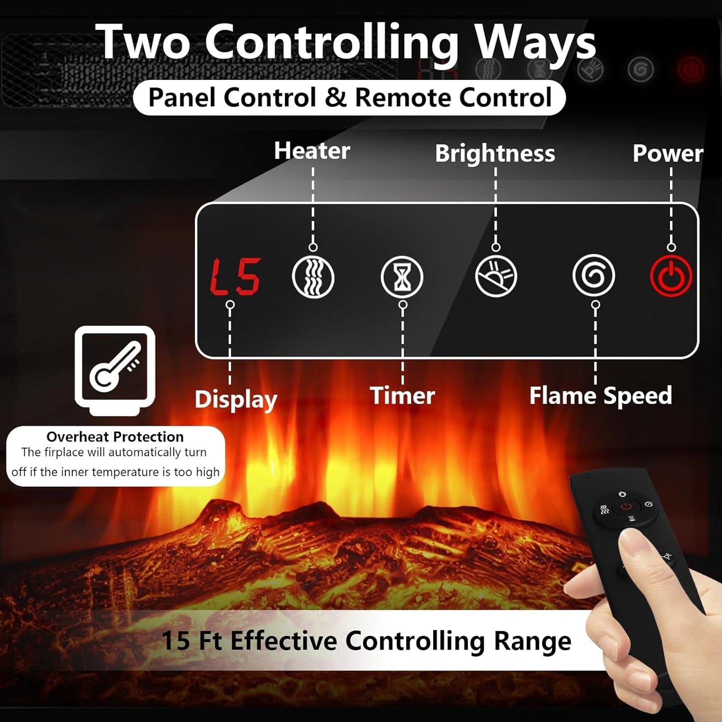 Fireplace TV Stand 18 Inch Electric Fireplace Gray