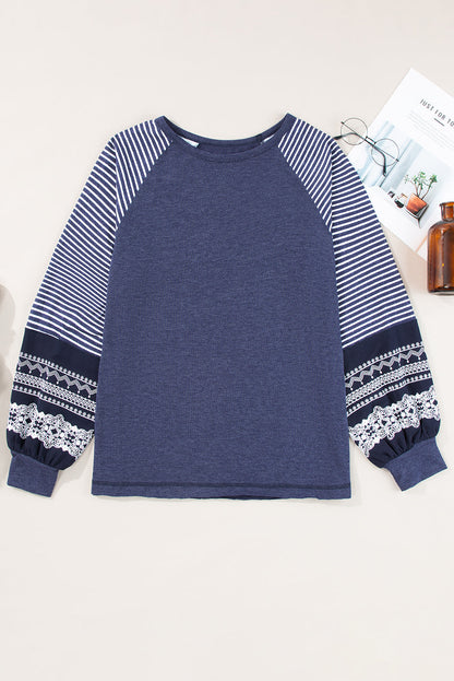 Kelsey Striped Raglan Long Sleeve Loose Top