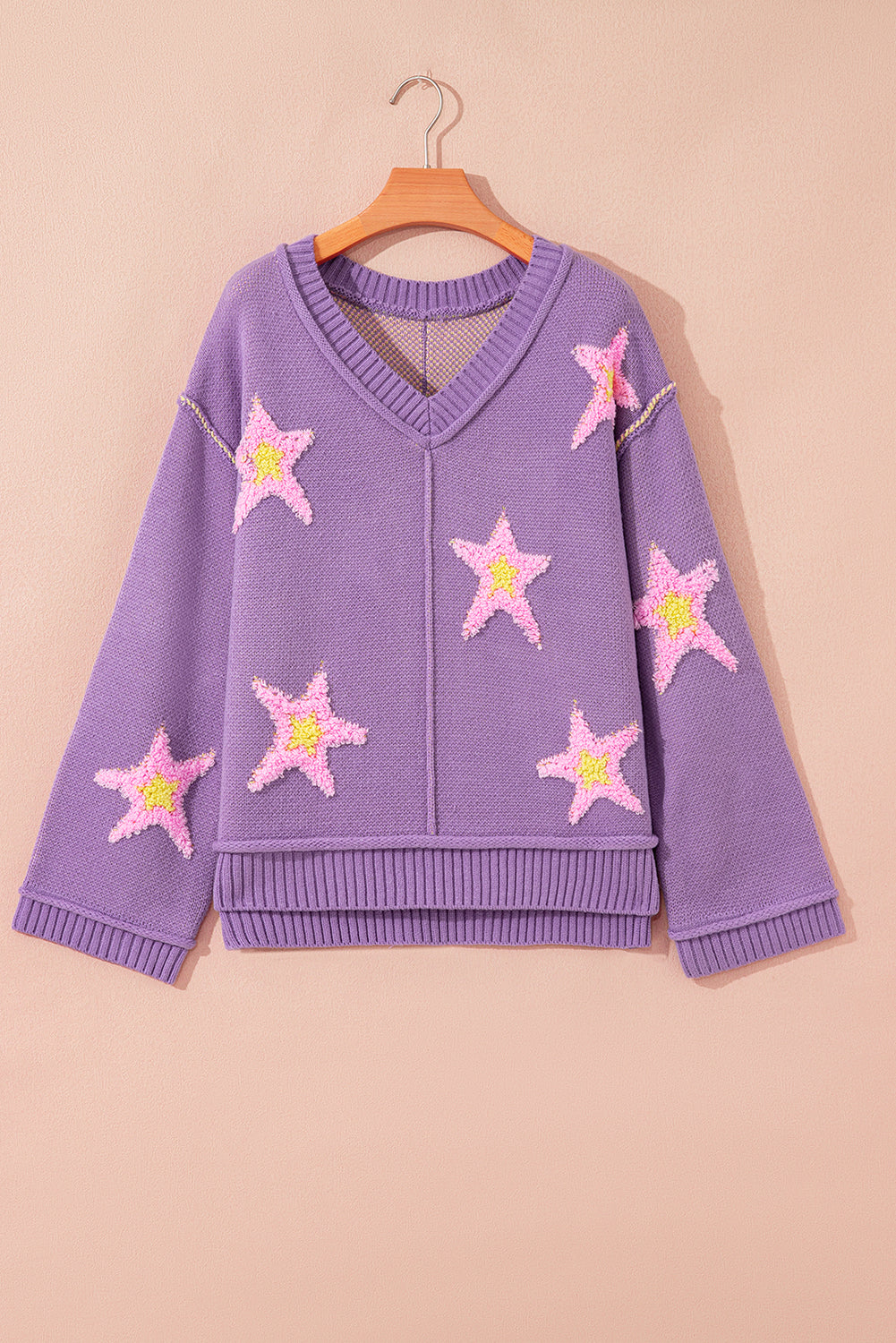 Aubrey Brushed Star Oversize Sweater Threaded Pear