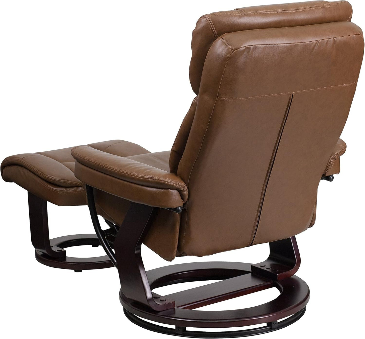 Leathersoft Recliner With Ottoman Palimino Swivel ShipItFurniture
