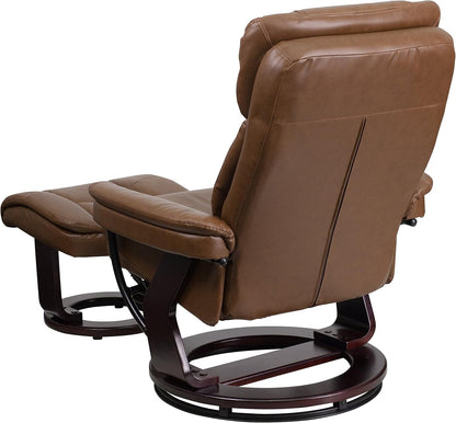 Leathersoft Recliner With Ottoman Palimino Swivel ShipItFurniture