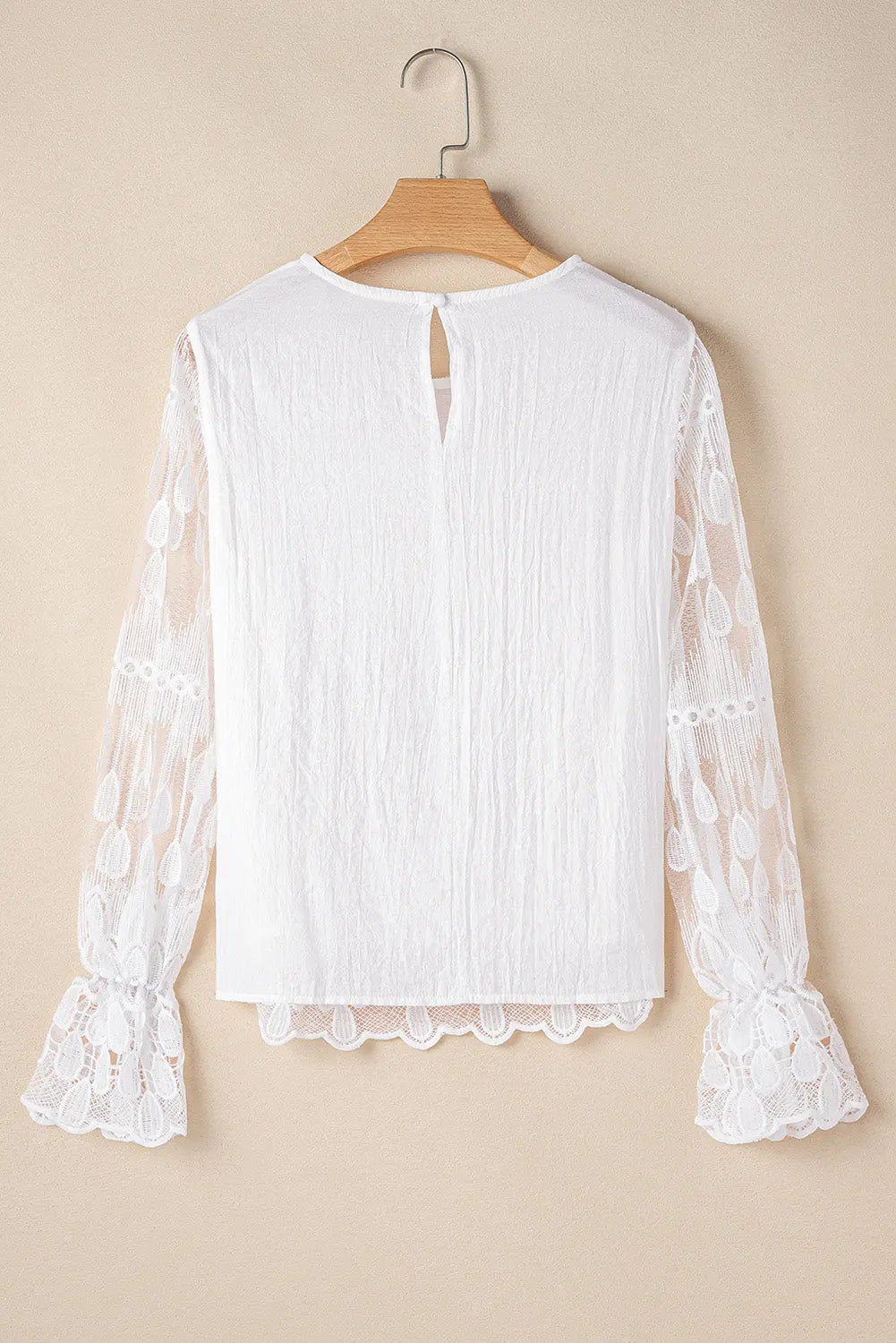 Tassa Mesh Flounce Sleeve Blouse