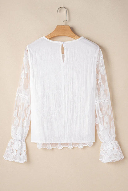 Tassa Mesh Flounce Sleeve Blouse