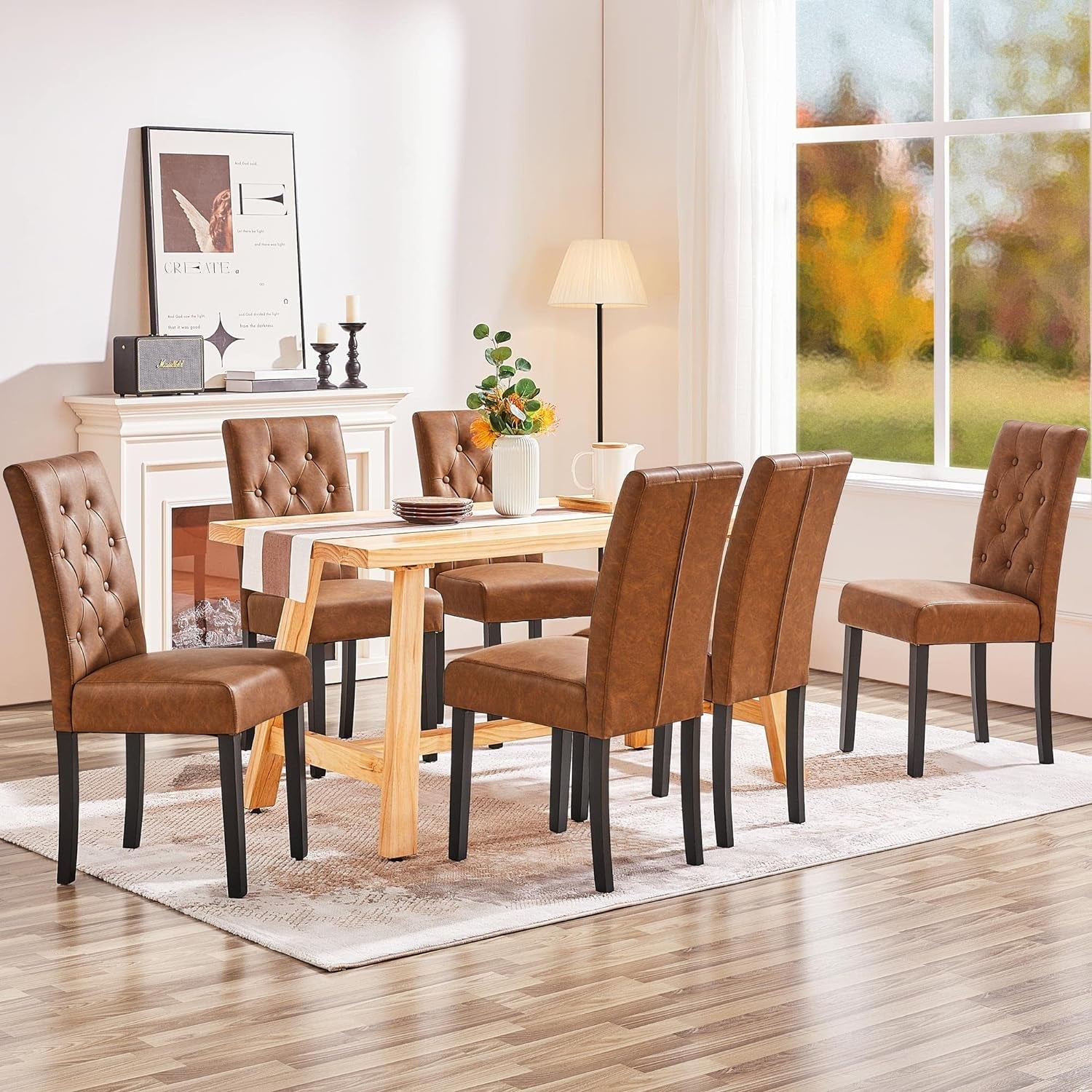 Dining Chairs High Back Dining Room Chairs Parsons Chair Kitchen Chairs Set of 2 Dining Chairs Side Chairs for Home Kitchen Living Room, Retro Brown ShipItFurniture