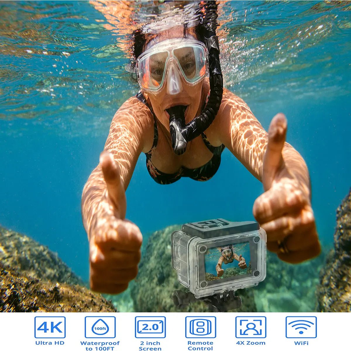 4K Waterproof All Digital UHD WiFi Camera + RF Remote And Accessories - Get it from Bo