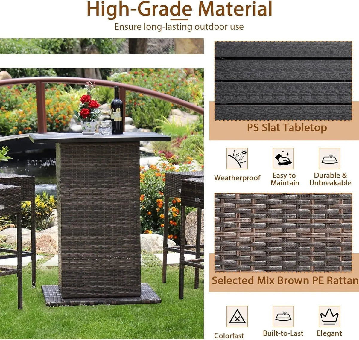 5 Piece Outdoor Bar Set Navy Blue Bar Height Table Storage - Get it from Bo