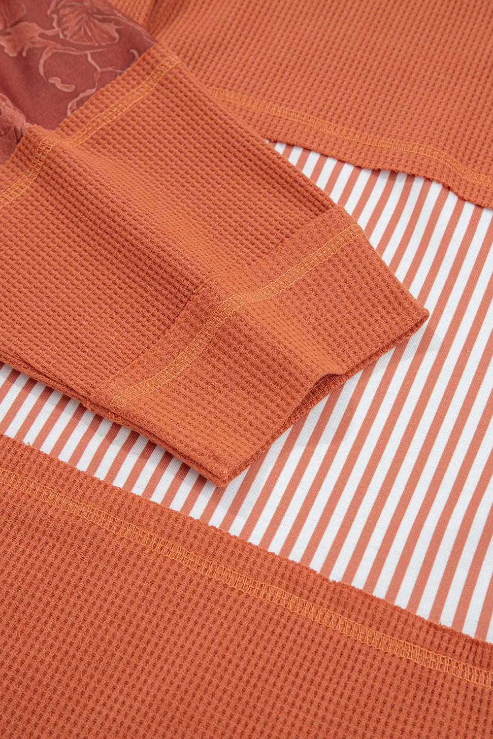 Taytum Patchwork Drawstring Hooded Long Sleeve Top