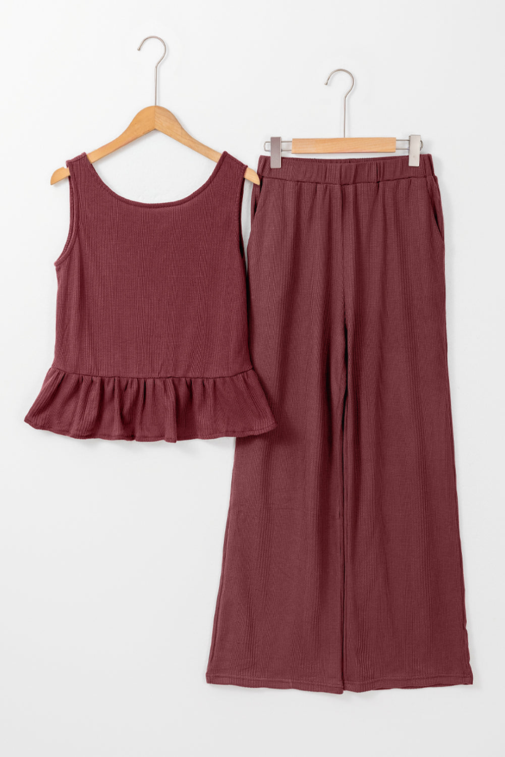 Teresa Ribbed Ruffle Tank Top and Pants Set