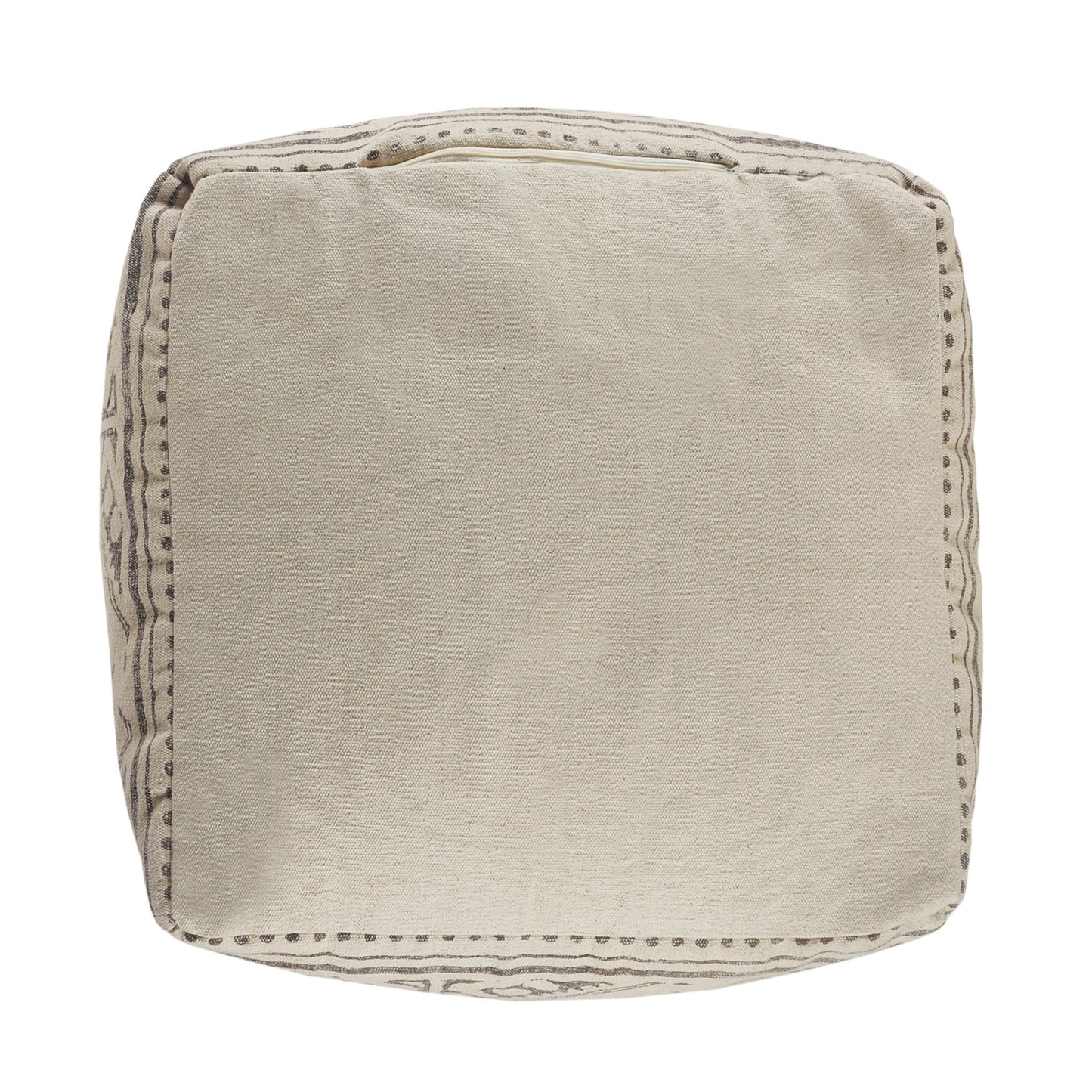 20" Beige Cotton Tribal Pouf Ottoman