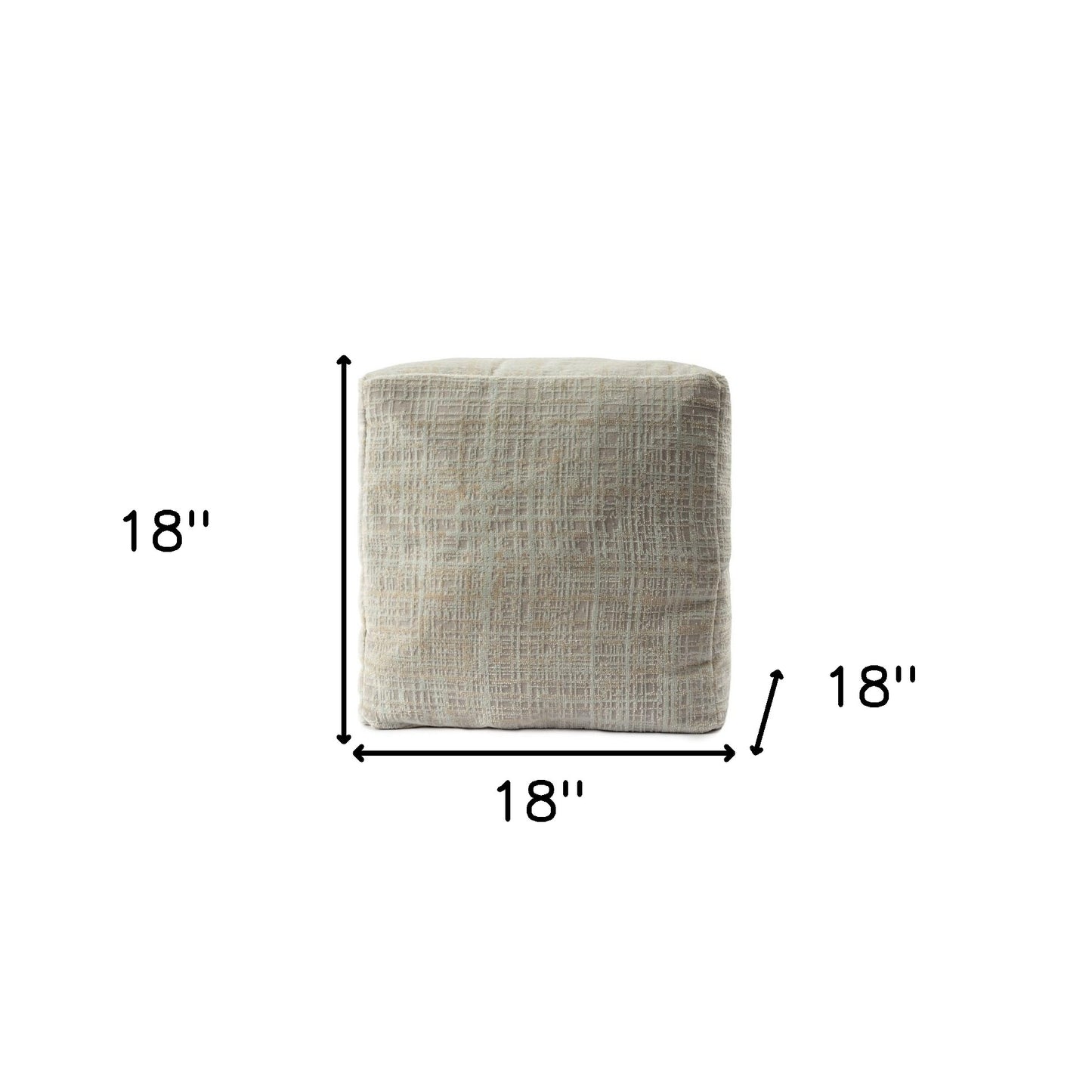 18" Beige Abstract Pouf Ottoman