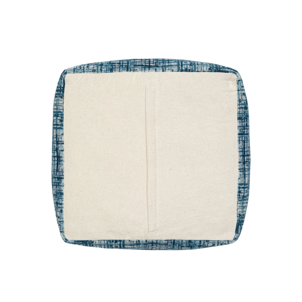 18" Blue Abstract Pouf Ottoman
