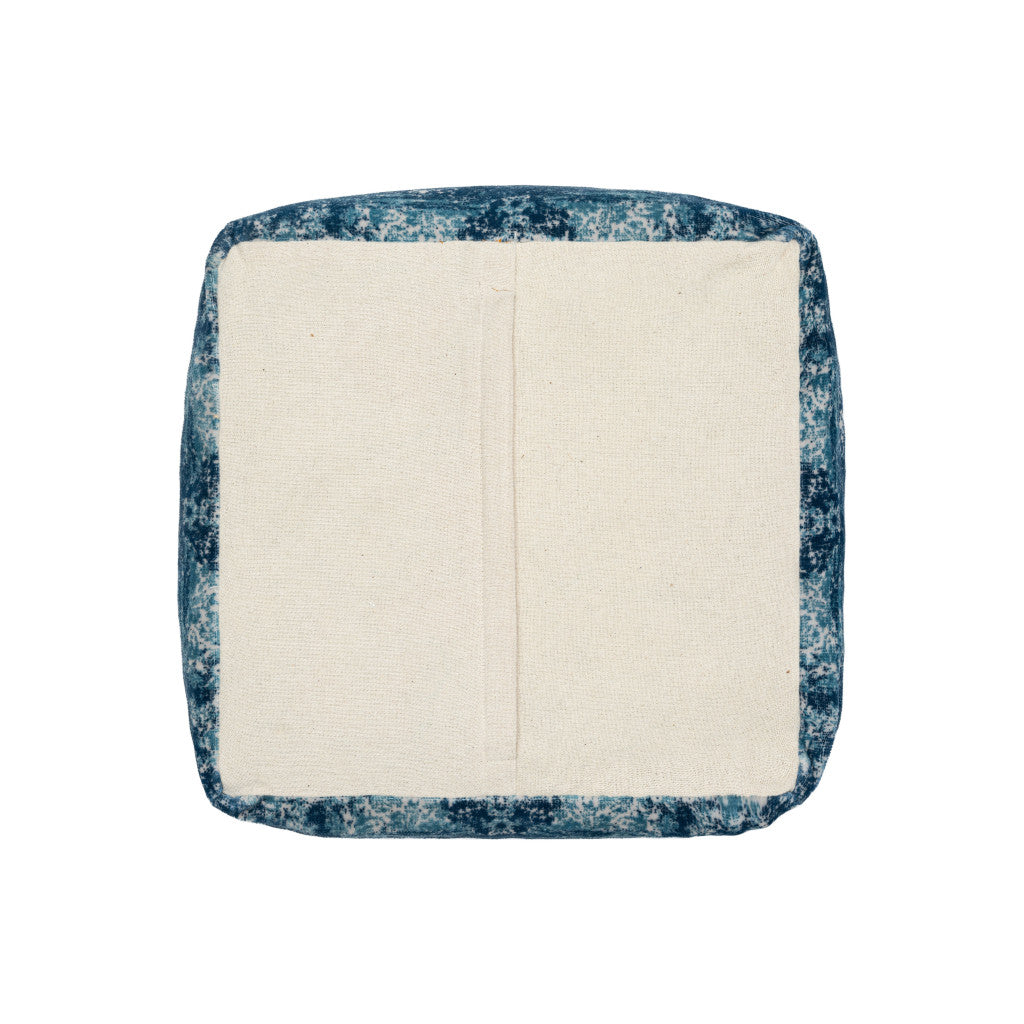 18" Blue Abstract Pouf Ottoman