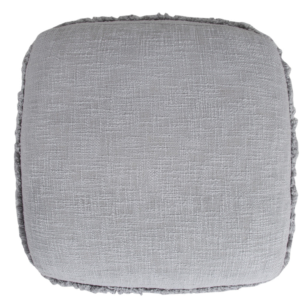 18" Gray Cotton Striped Pouf Ottoman