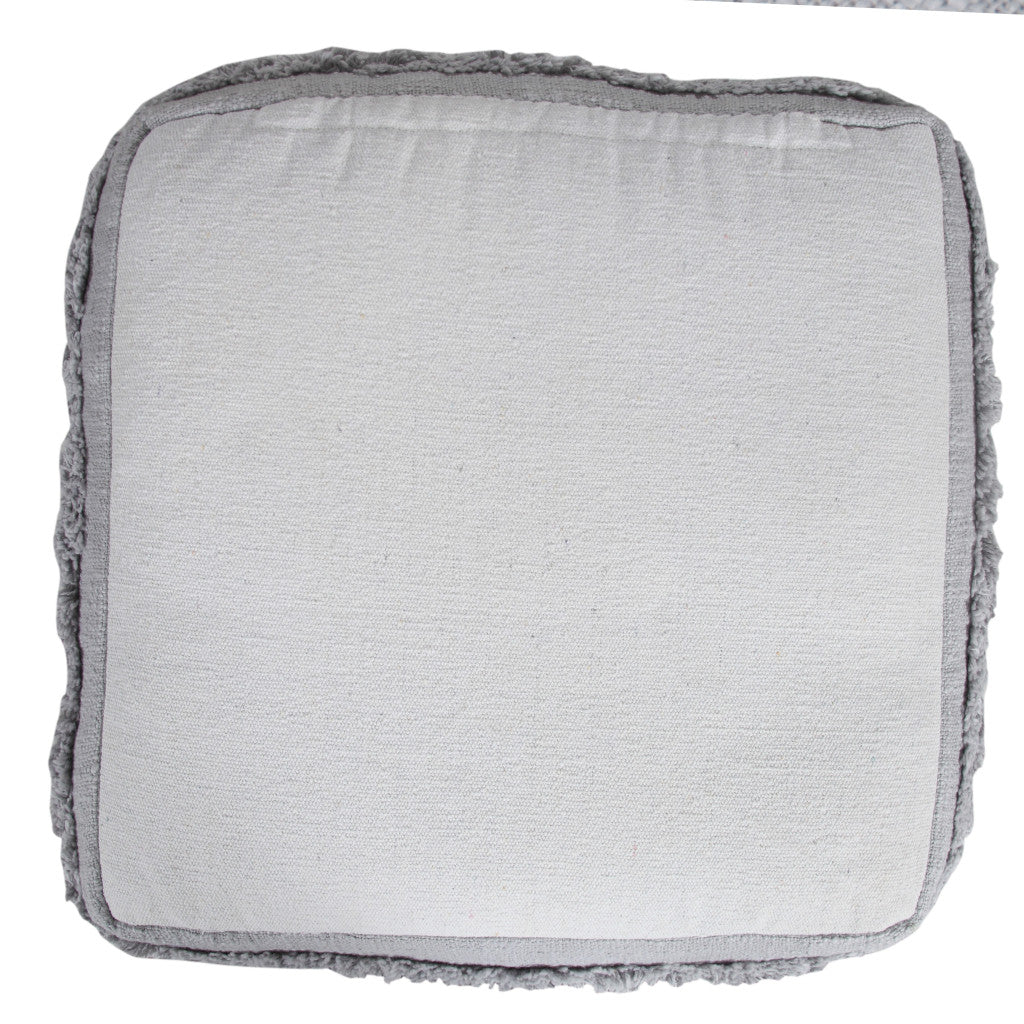 18" Gray Cotton Striped Pouf Ottoman