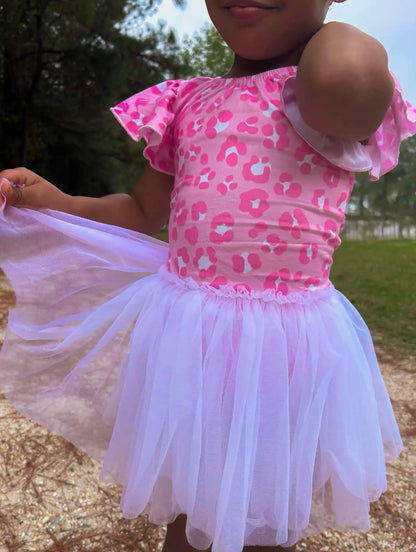 Pink leopard bow back leotard - Get it from Bo