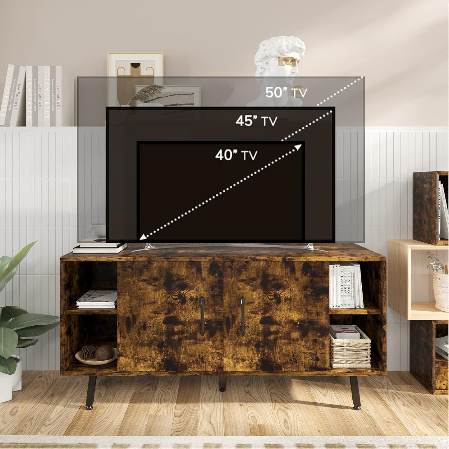 Modern TV Stand For 50Inch TV With Adjustable Shelves
