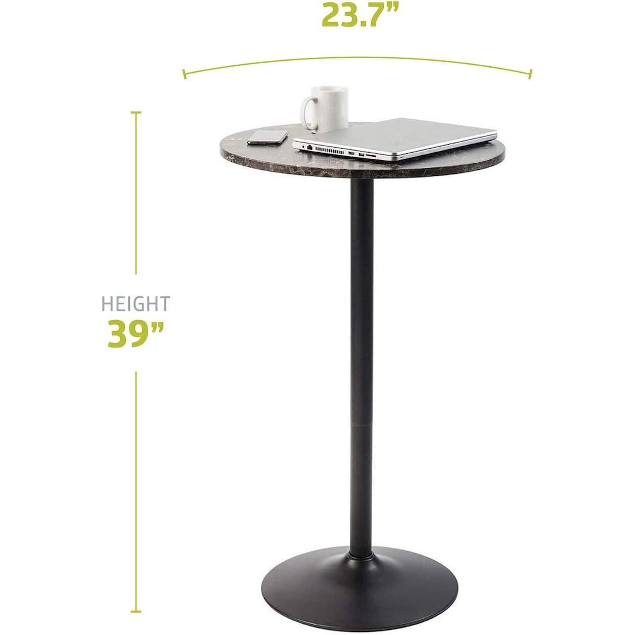Round Bar Table With Faux Marble Top And Metal Base ShipItFurniture