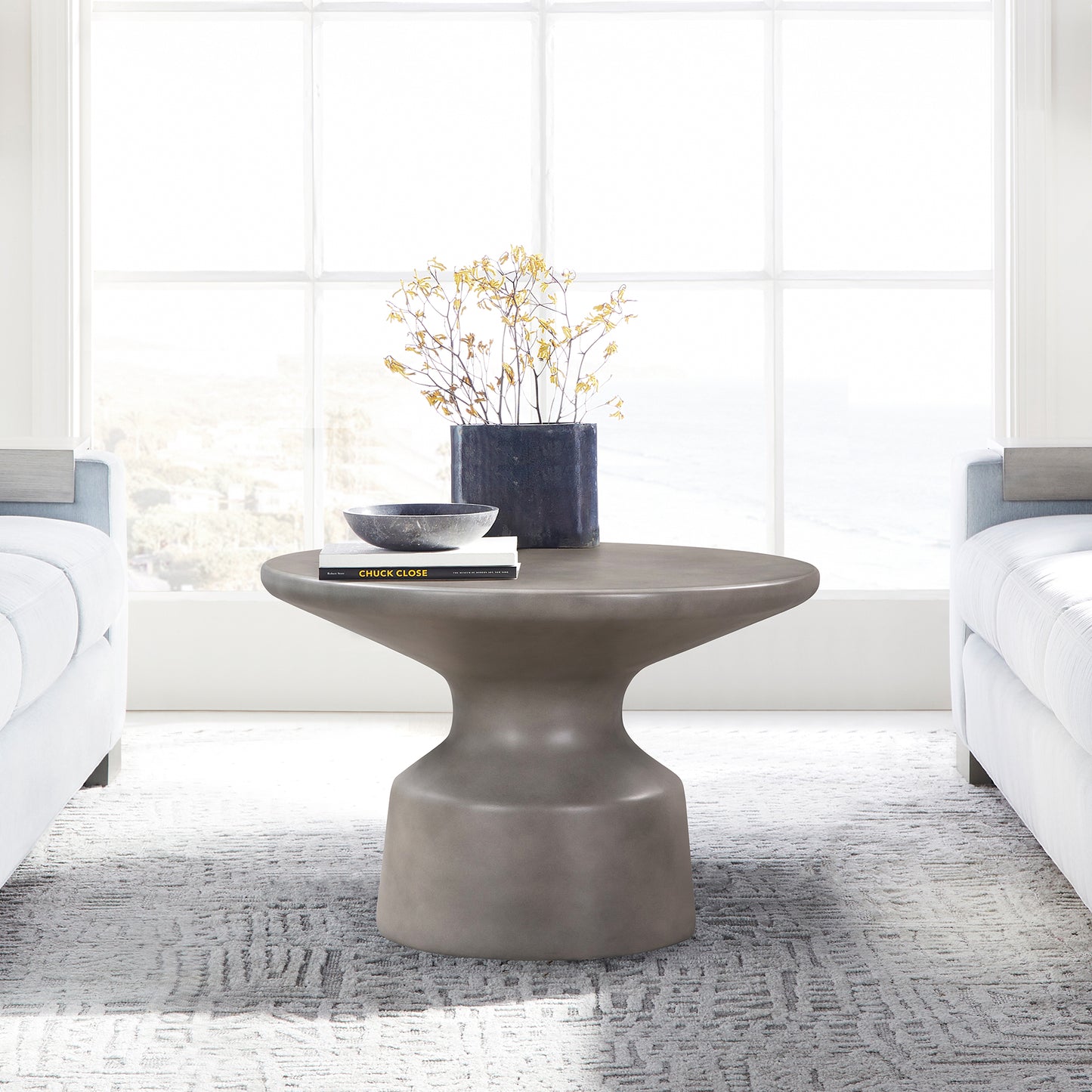 24" Gray Concrete Round Coffee Table