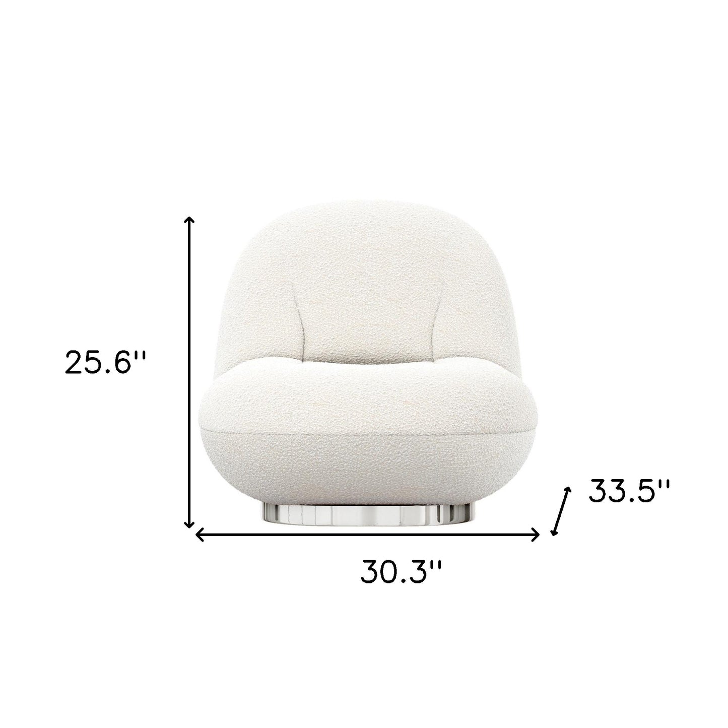 30" White and Silver Boucle Slipper Chair