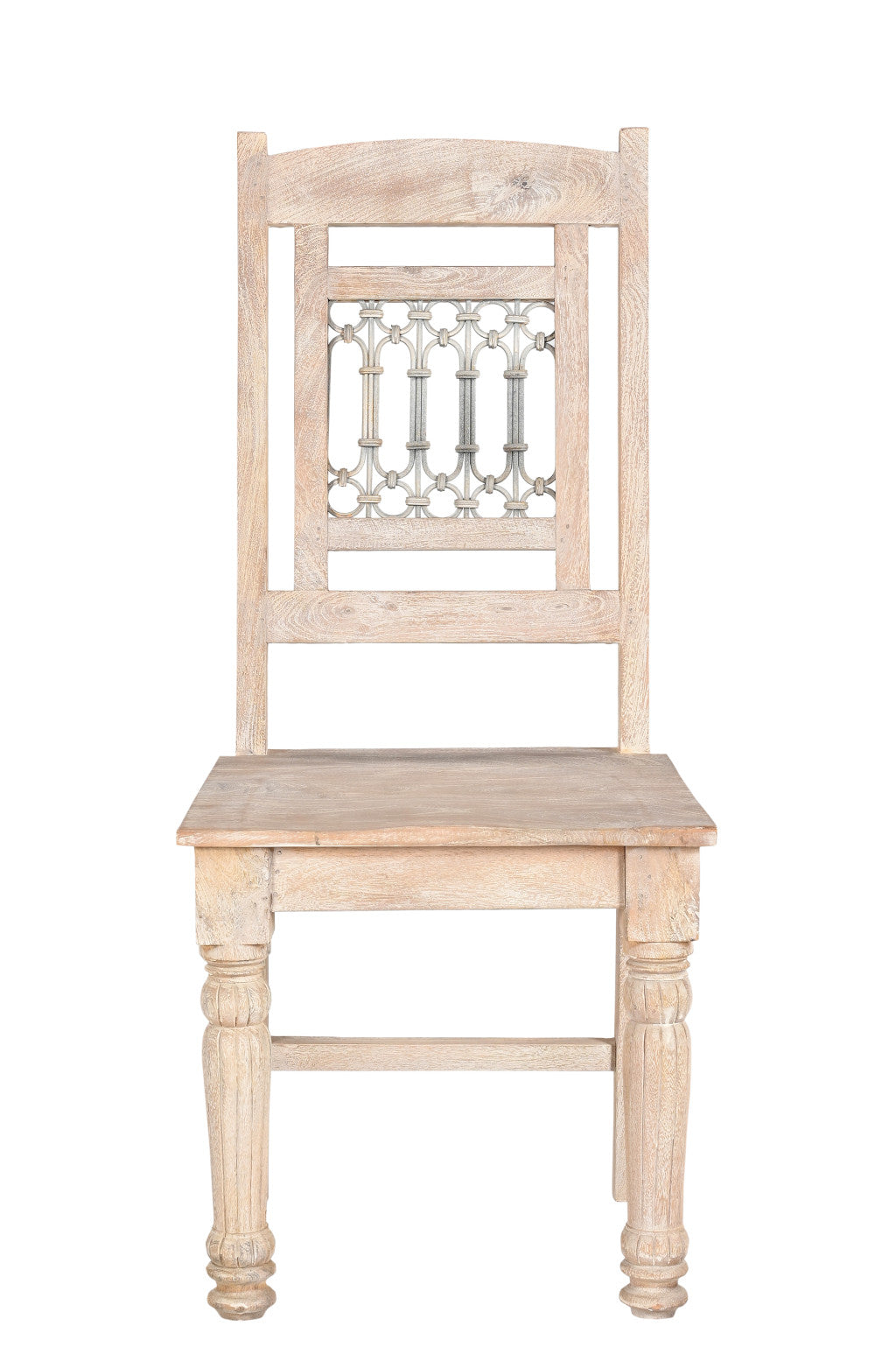 Set of Two White Wood Slat Back Dining Side Chairs
