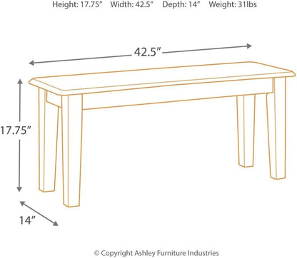 Berringer 17.5 Inch Rustic Traditional Dining Bench, Brown-2