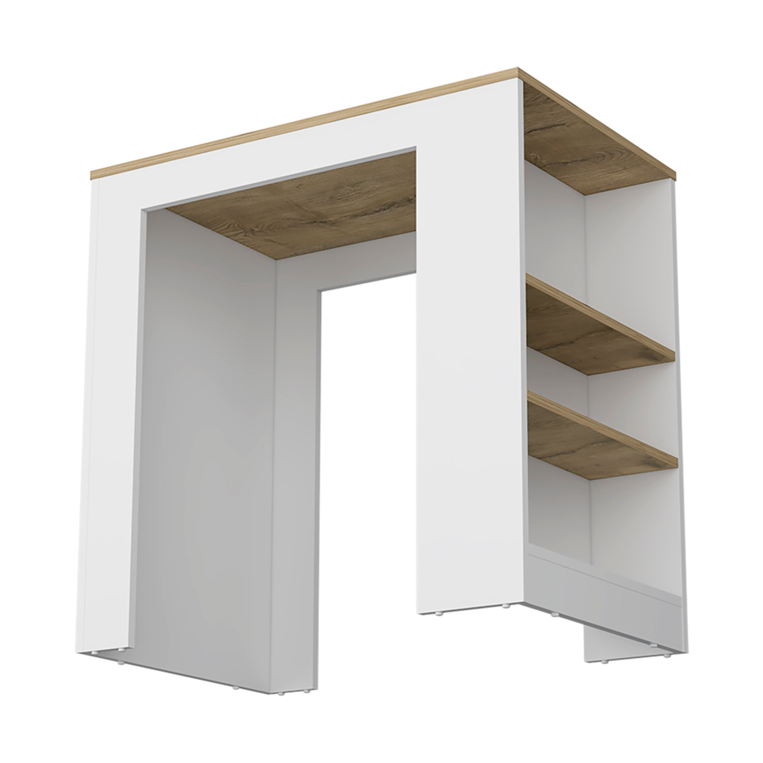 36" Oak and White Wood Kitchen Island With Storage