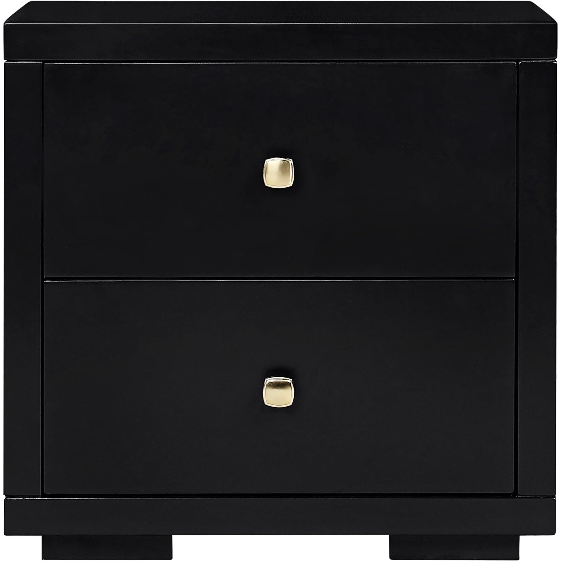 19" Black Solid and Manufactured Wood Two Drawer Nightstand Homeroots