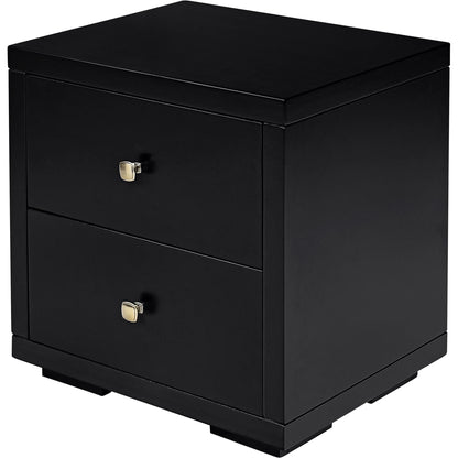 19" Black Solid and Manufactured Wood Two Drawer Nightstand Homeroots