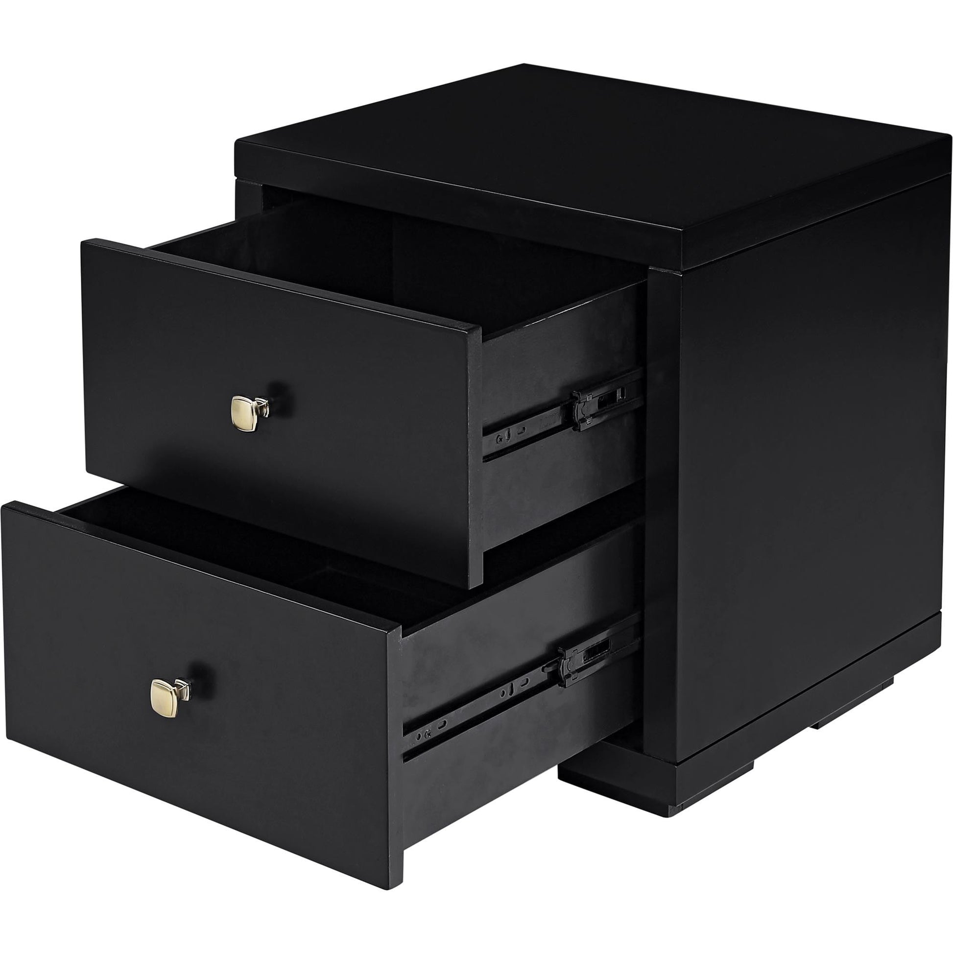 19" Black Solid and Manufactured Wood Two Drawer Nightstand Homeroots