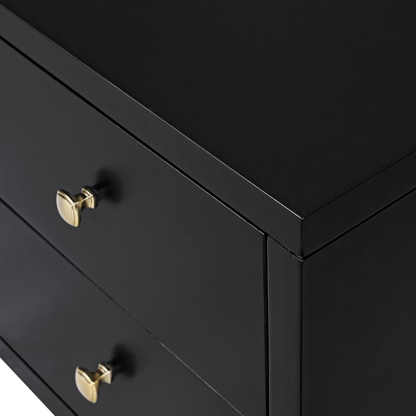 19" Black Solid and Manufactured Wood Two Drawer Nightstand Homeroots