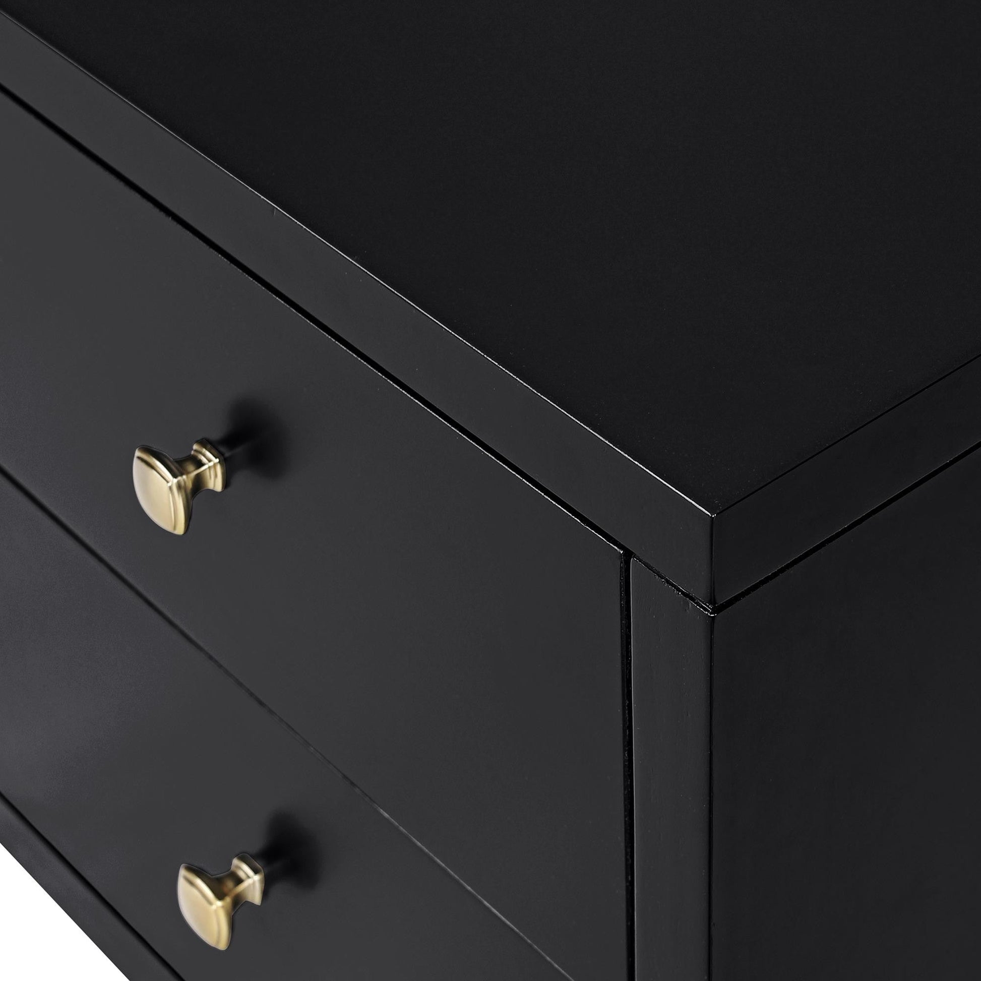 19" Black Solid and Manufactured Wood Two Drawer Nightstand Homeroots