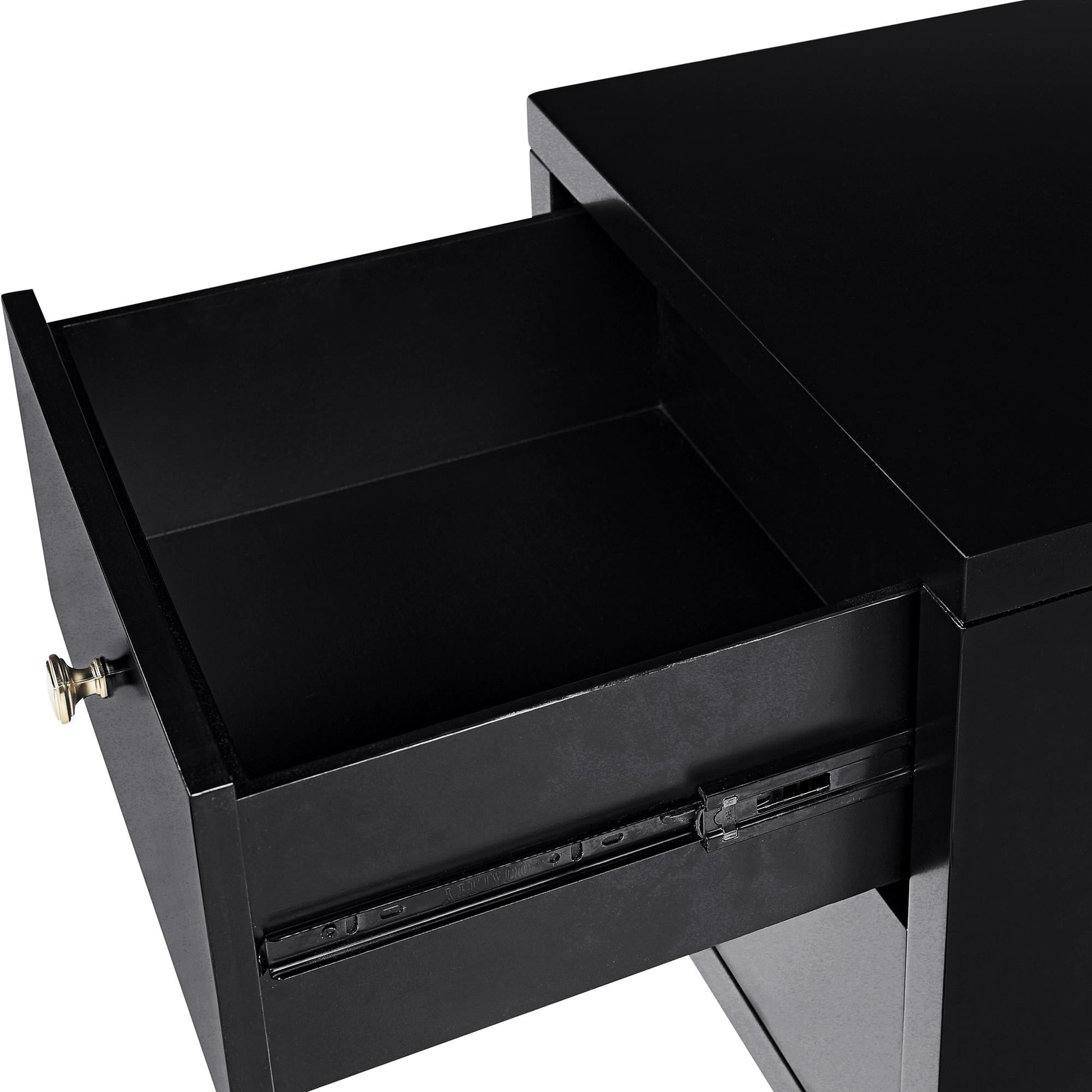 19" Black Solid and Manufactured Wood Two Drawer Nightstand Homeroots