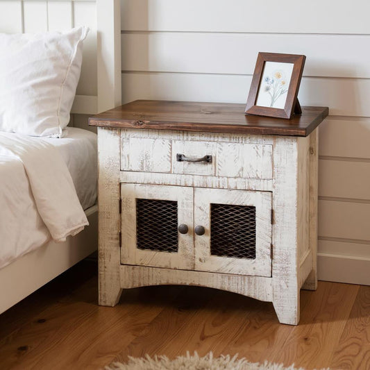 27" White One Drawer Nightstand Homeroots