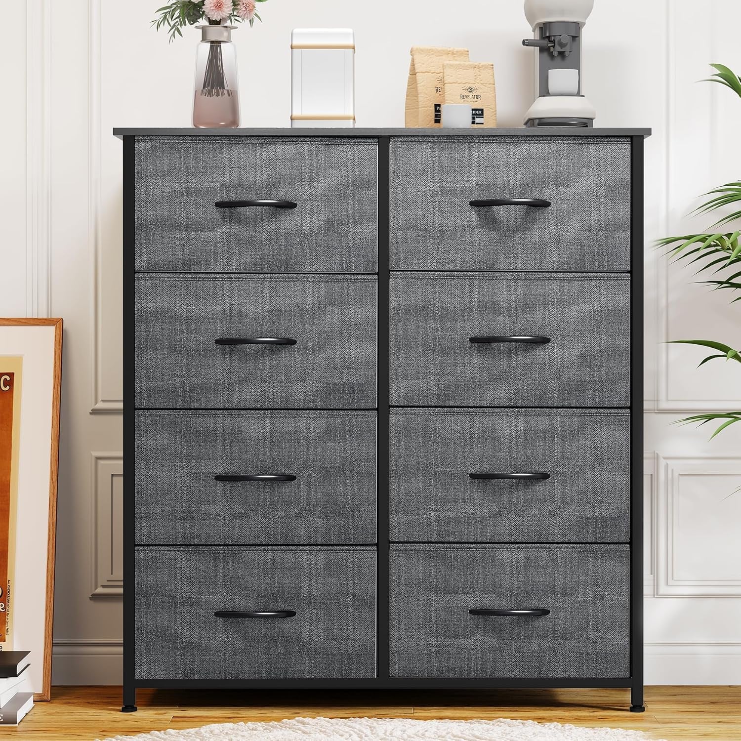 Dresser for Bedroom, Fabric Dresser with 8 Drawers,Tall Dresser,Chest of Drawers for Closet ShipItFurniture