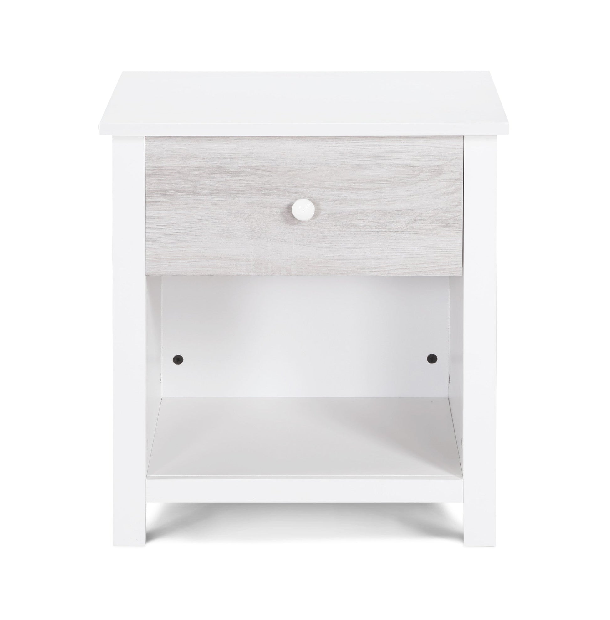 24" White Solid Manufactured Wood and Wood One Drawer Nightstand Homeroots