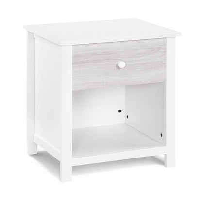 24" White Solid Manufactured Wood and Wood One Drawer Nightstand Homeroots