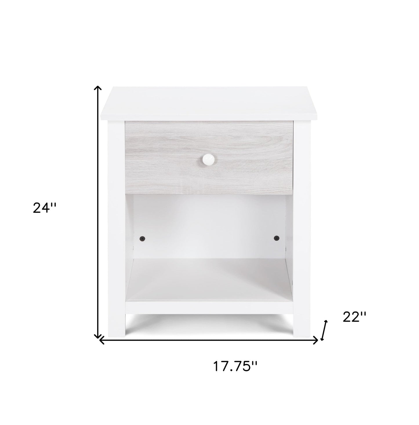 24" White Solid Manufactured Wood and Wood One Drawer Nightstand Homeroots