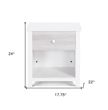 24" White Solid Manufactured Wood and Wood One Drawer Nightstand Homeroots