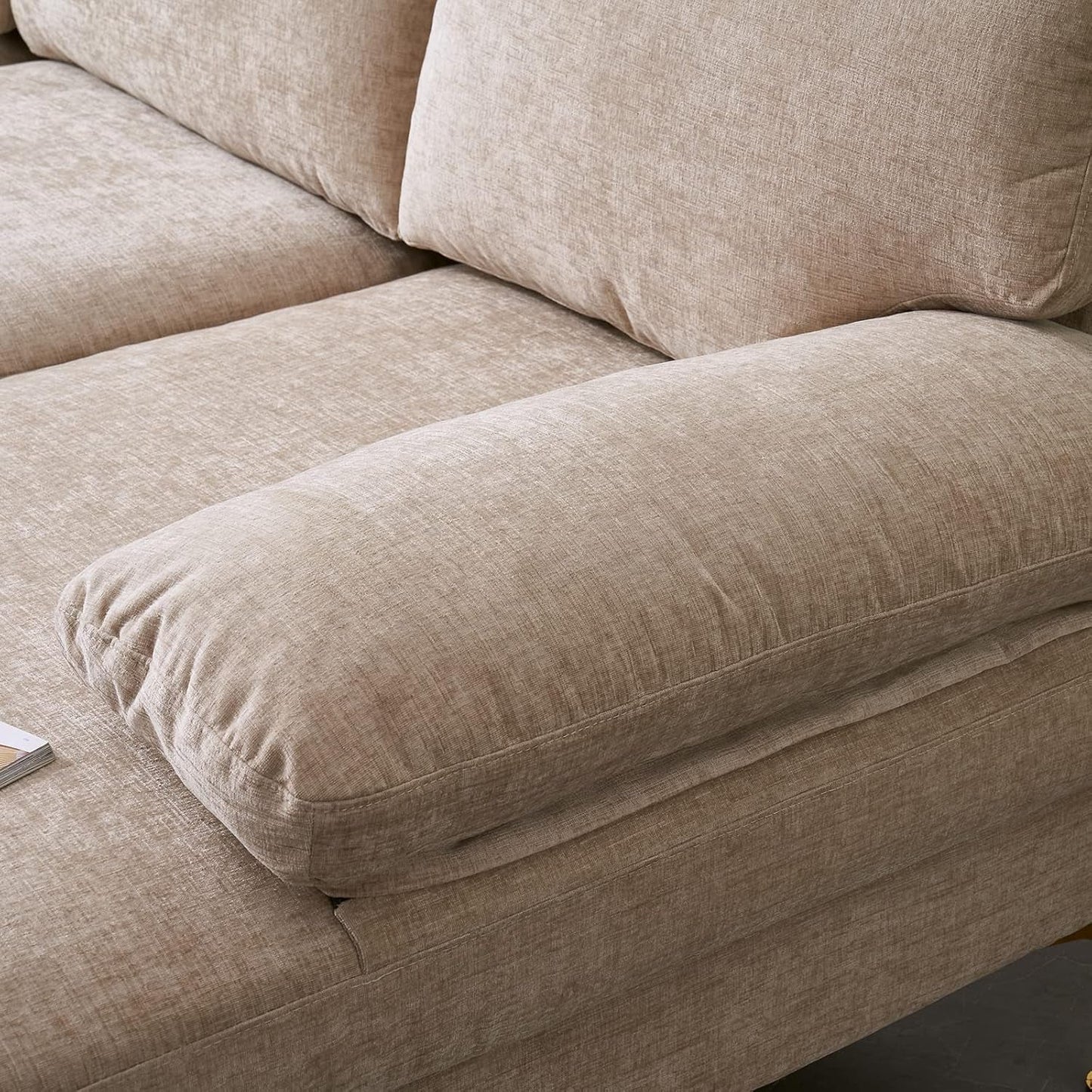 Convertible Sectional Sofa 110 Inch Camel U Shape ShipItFurniture