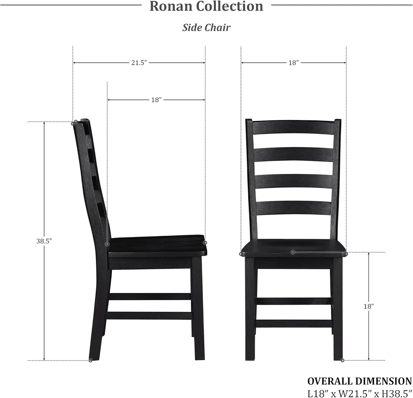 Dining Chairs Set of 2, Dining Chairs with Solid Wood Legs and Footrest, High Ladder Back Farmhouse Dining Chairs, Wooden Dining Room Chairs, Black ShipItFurniture