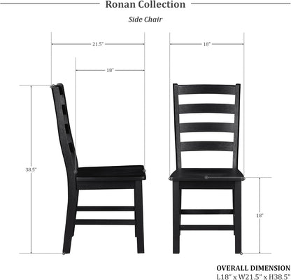 Dining Chairs Set of 2, Dining Chairs with Solid Wood Legs and Footrest, High Ladder Back Farmhouse Dining Chairs, Wooden Dining Room Chairs, Black ShipItFurniture
