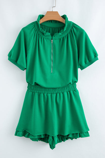 Laylani Puff Sleeve Top and Ruffled Shorts Set