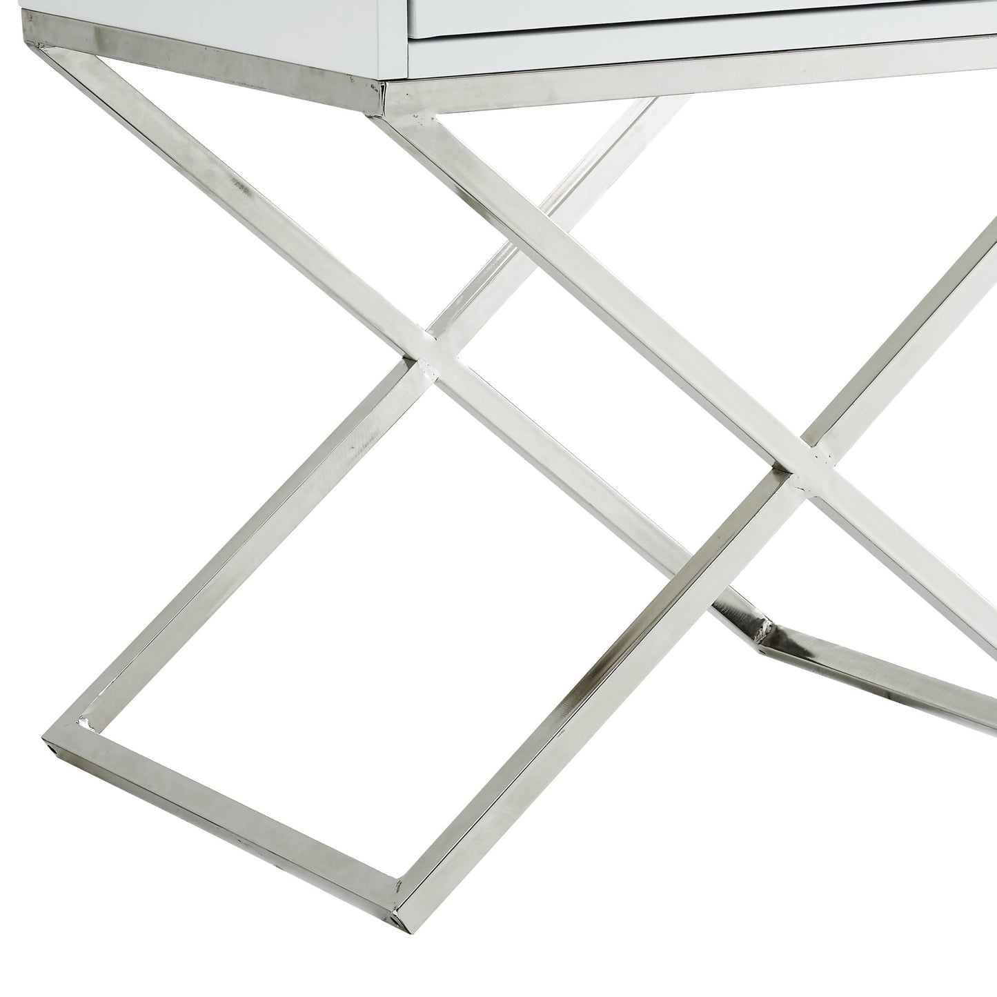 25" Silver And White End Table With Drawer