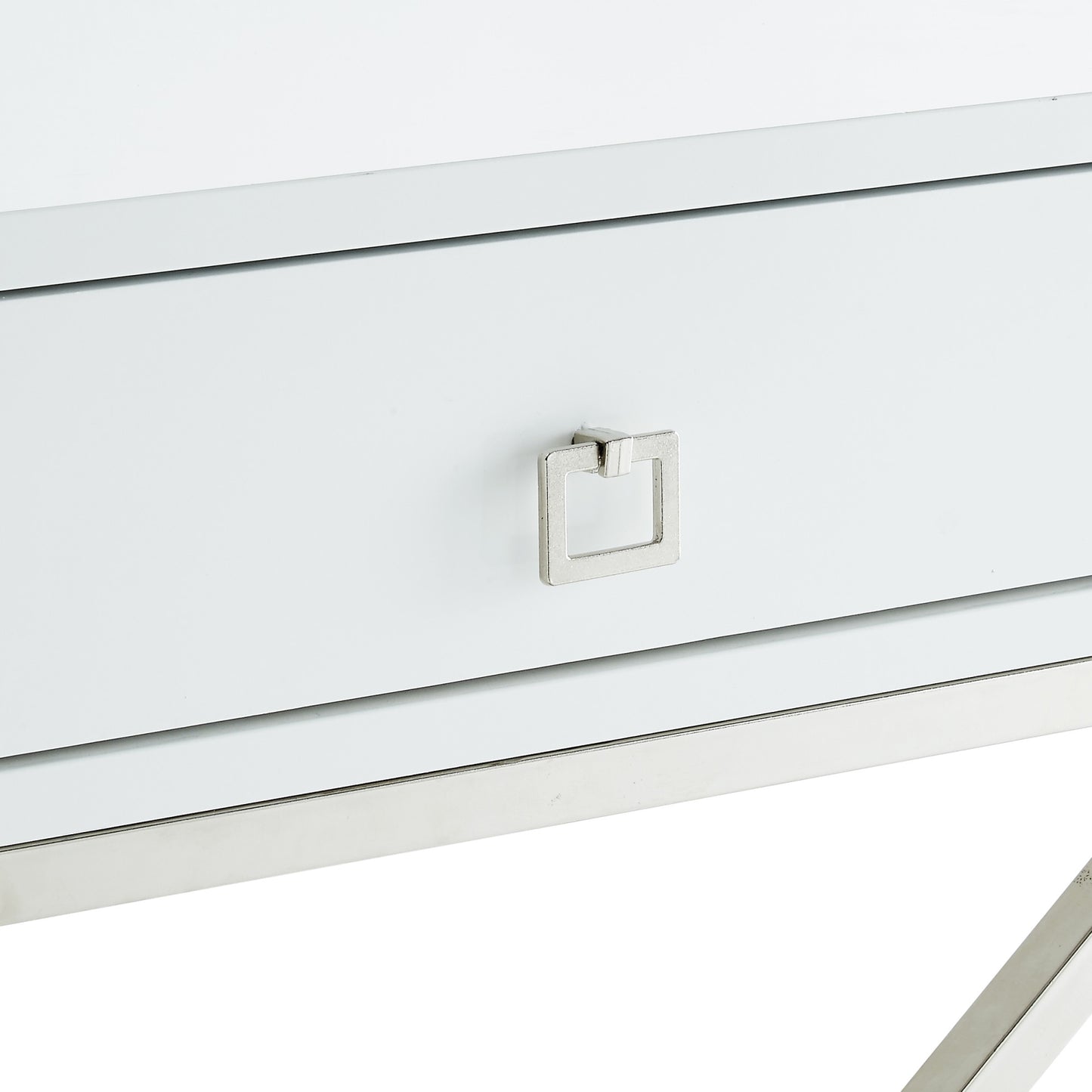 25" Silver And White End Table With Drawer