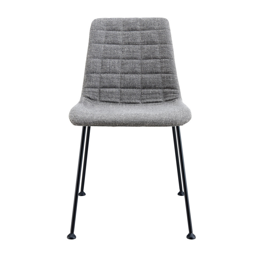 Set of Two Gray And Black Upholstered Fabric Dining Side Chairs
