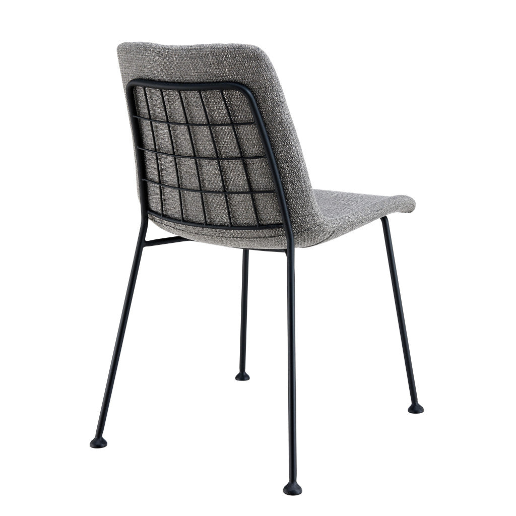 Set of Two Gray And Black Upholstered Fabric Dining Side Chairs
