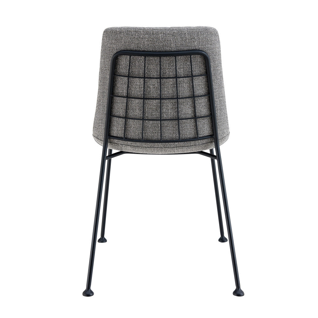 Set of Two Gray And Black Upholstered Fabric Dining Side Chairs
