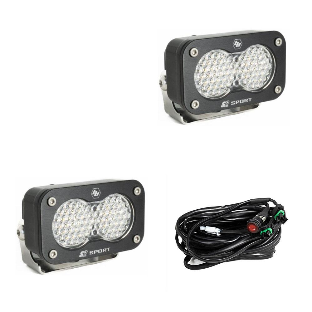 S2 Sport Black LED Auxiliary Light Pod Pair - Universal Dunes 2 Dezert SXS